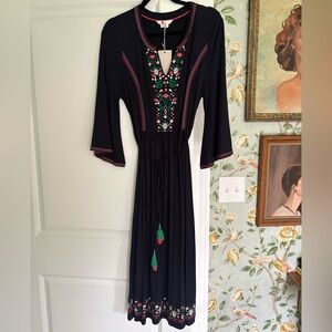 Boden dress NWT Remi Embroidered V-Neck Dress with Tassel Tie US 8